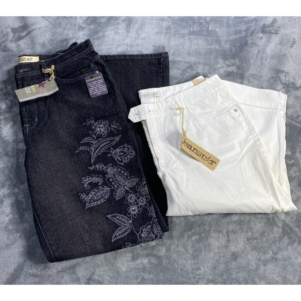 Vintage Jeanstar Jeans Capri 14 Womens Floral Print Embroidery Corduroy Lot of 2